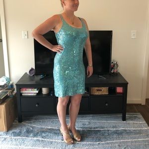 Moschino Turquoise Sequined Dress